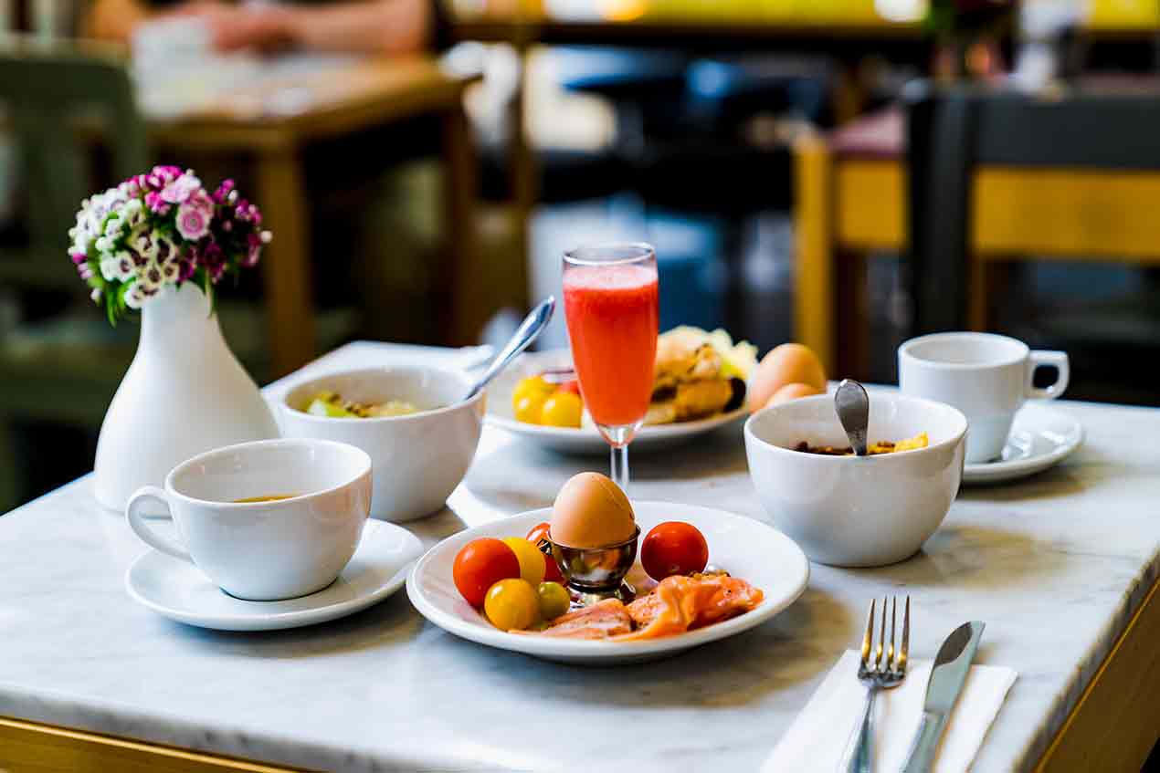 Picture of a breakfast meal on a table